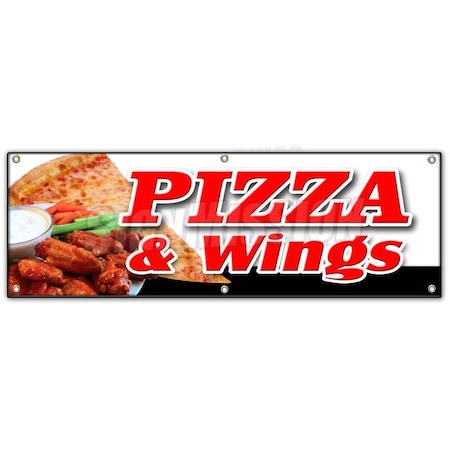 Signmission PIZZA & WINGS BANNER SIGN brick oven new york chicago italian spicy B-72 Pizza & Wings